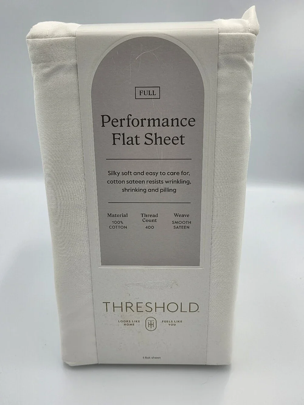 Threshold White Performance Flat Sheet Full Nwt